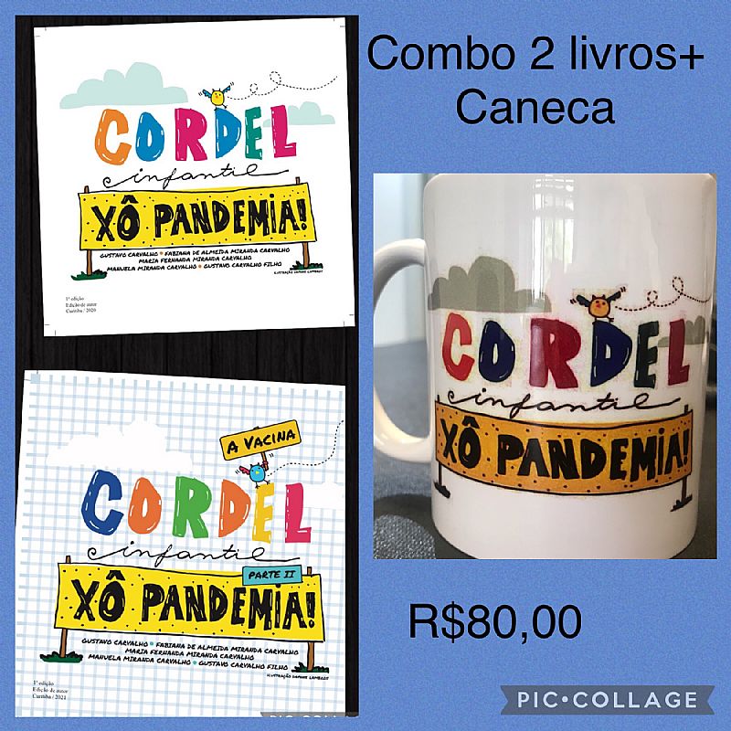 combo - 2 livros xô pandemia 1 e 2 mais caneca per